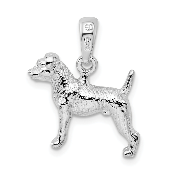 Sterling Silver Textured 3D Jack Russell Terrier Pendant - Picture 4 of 4